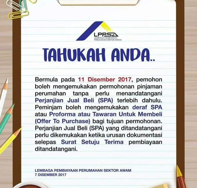 Proses Permohonan Pinjaman Perumahan LPPSA dah macam bank.
