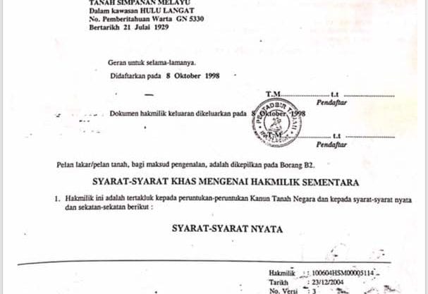 Tanah Tepi Jalan Utama Hulu Langat