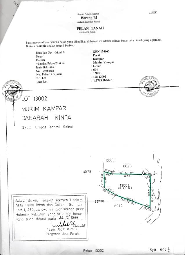 Tanah dusun Kampar Perak