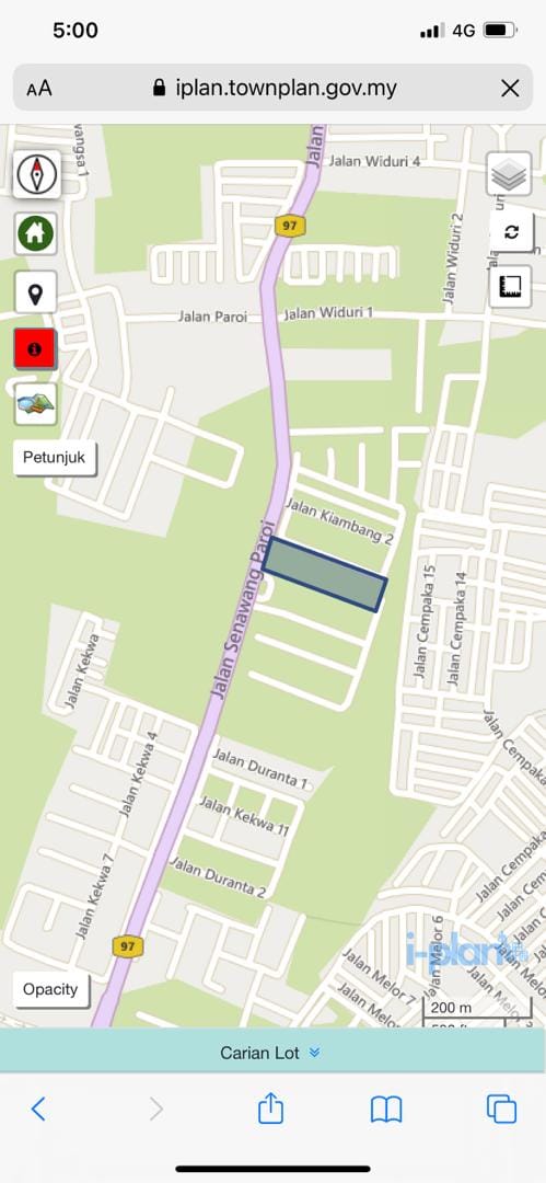 Tanah tepi jalan senawang paroi