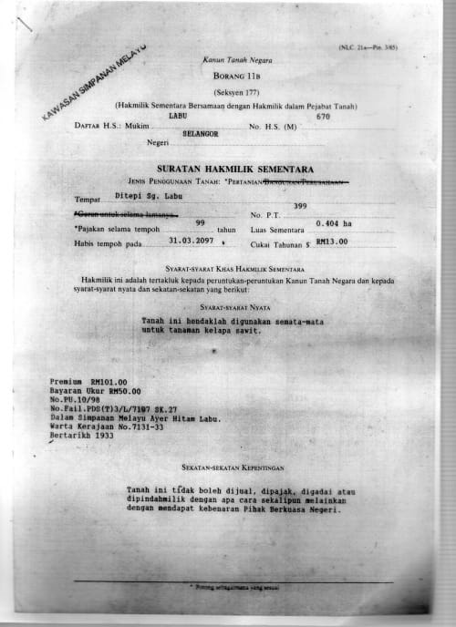 Tanah Pertanian Kampung Giching Labu Lanjut
